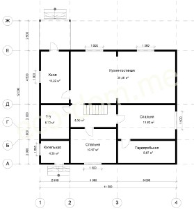 Проект дома из бруса 12x11 № ДБ-133