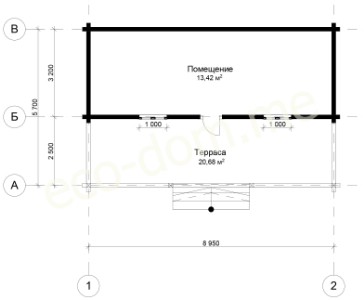 Проект бани из бруса 6х9 № Б-18