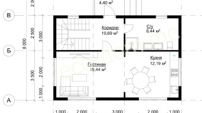 Проект дома из бруса 8х9 № ДБ-56