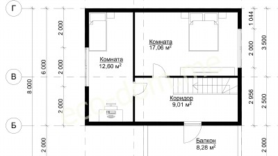 Проект дома из бруса 8х8 № ДБ-59