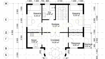 Проект дома из бруса 9х9 № ДБ-69