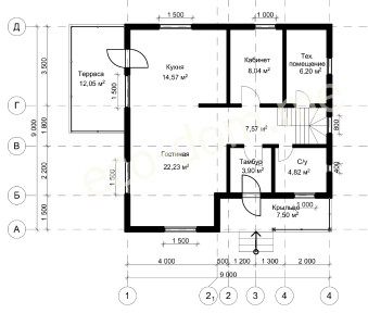 Проект дома из бруса 9х9 № ДБ-96
