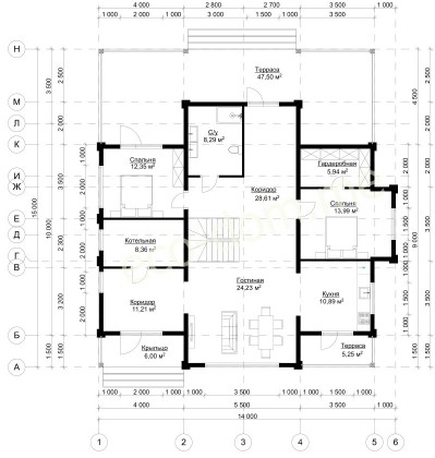Проект дома из клееного бруса под ключ ДиКБ-11