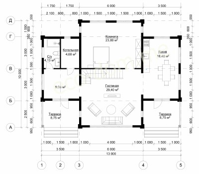 Проект дома из клееного бруса под ключ ДиКБ-12