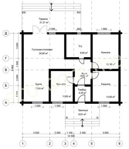 Проект дома из бревна 9х13 № ДиБ-75