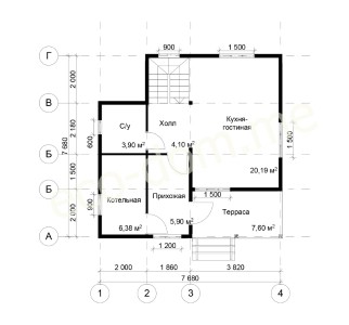 Проект дома из бревна 8х8 № ДБ-125
