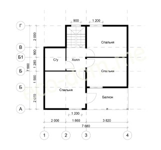 Проект дома из бревна 8х8 № ДБ-125