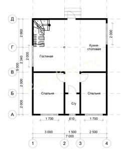 Проект дома из бруса 9х7 № ДБ-77