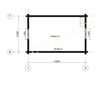 Проект дома из оцилиндрованного бревна 6х8 № ДиОБ-73