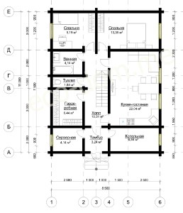 Проект дома из оцилиндрованного бревна 11х9 № ДиОБ-82