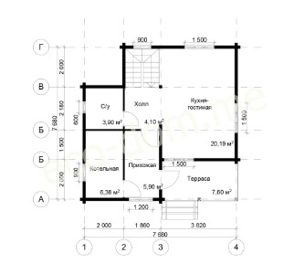 Проект дома из бревна 8х8 № ДиБ-76