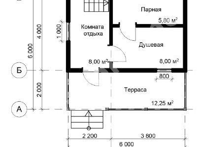 Проект бани из бруса 6х6 № Б-09
